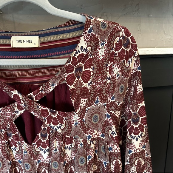 The NINES Border Mixed Print Cutout Neck Shift Fall Dress Size S - Picture 4 of 11